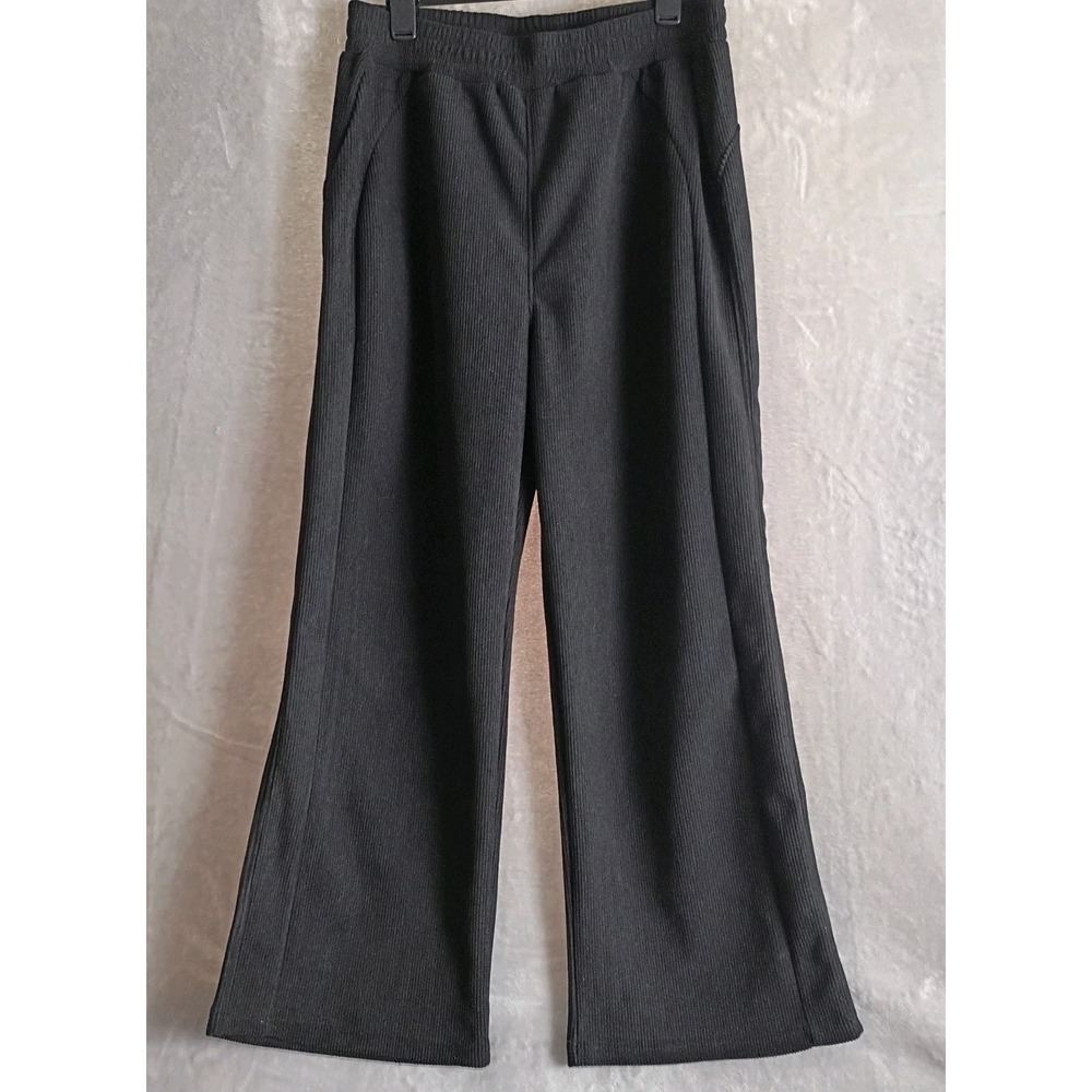 Halara High Waisted‎ Wide Leg Corduroy Pants Pull-on Black Sz L NWT